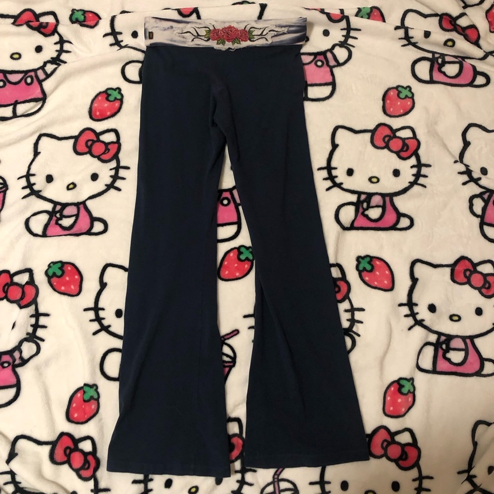 Le Donne navy blue fold over yoga pants